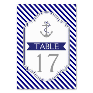 Naby blue anchor nautical wedding table number