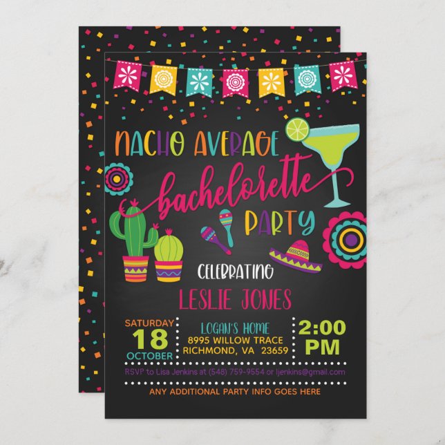 Nacho Average Bachelorette Party Invitation - BL (Front/Back)