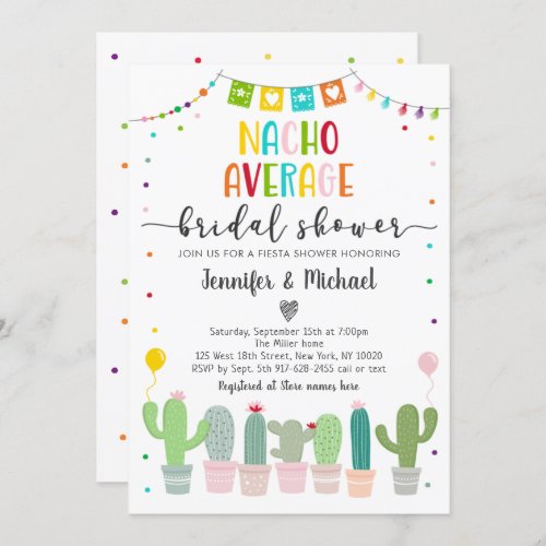 Nacho Average Bridal Shower Cactus Fiesta Invitation