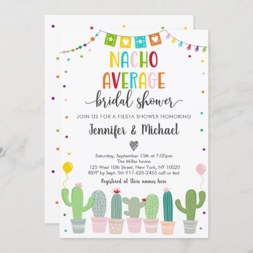 Nacho Average Bridal Shower Cactus Fiesta Invitation