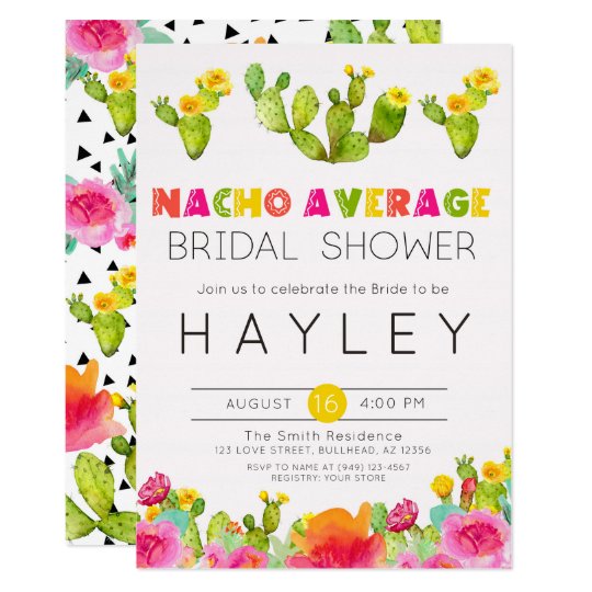 Nacho Average Bridal Shower Fiesta Cactus Invitation