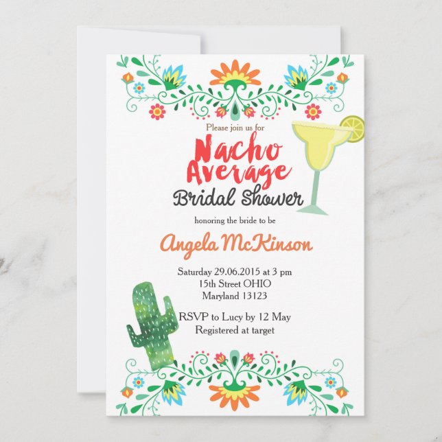 Nacho Average Bridal Shower Invitation (Front)