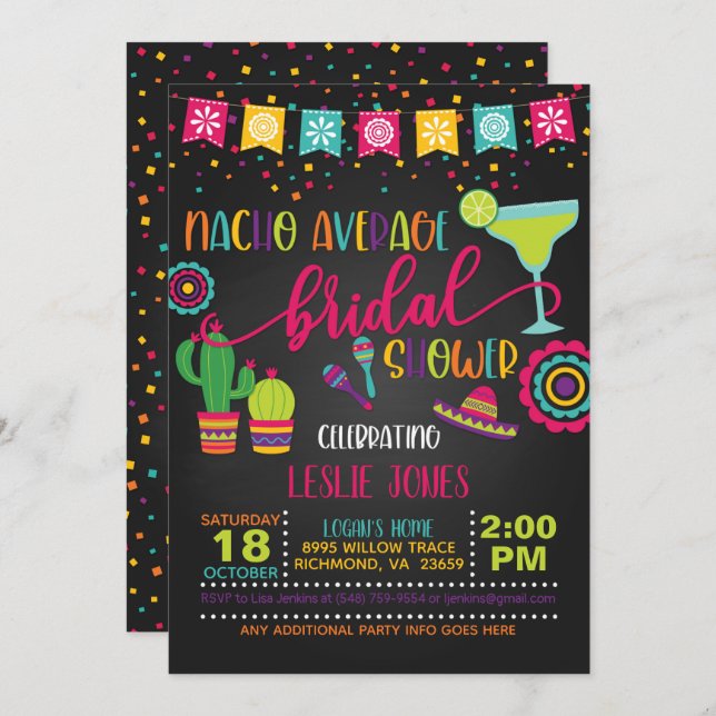 Nacho Average Bridal Shower Invitation - BL (Front/Back)