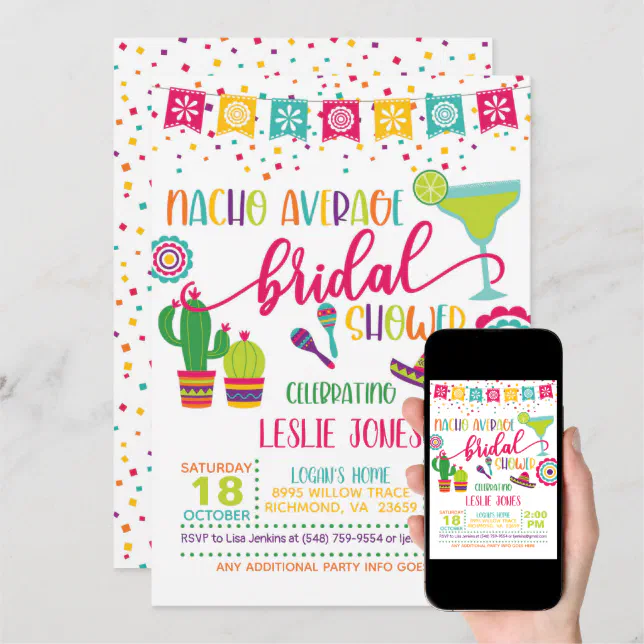 Nacho Average Bridal Shower Invitation WH Zazzle