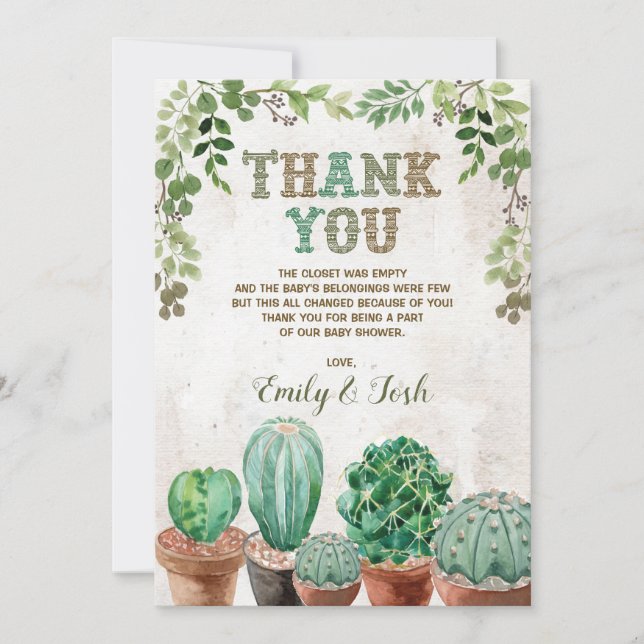 Nacho Average Fiesta Baby Shower Thank You Card (Front)