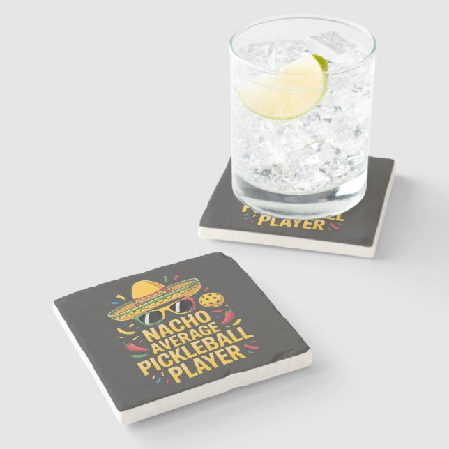 Nacho Average Pickleball Player Stone Coaster (Side)