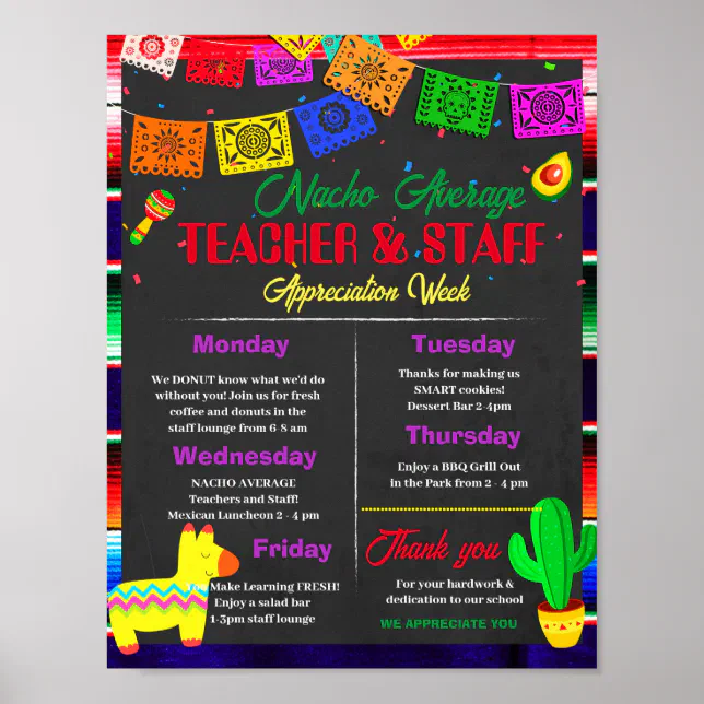 Nacho Average Teacher Appreciation week template Poster | Zazzle