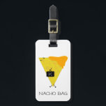 NACHO BAG Personalized Tortilla Chip with Cheese Luggage Tag<br><div class="desc">A cute traveling tortilla chip dipped in Nacho Cheese with a monogrammed suitcase. Personalize with your initial and info to claim your bag at the luggage carousel.</div>