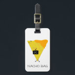 NACHO BAG Personalized Tortilla Chip with Cheese Luggage Tag<br><div class="desc">A cute traveling tortilla chip dipped in Nacho Cheese with a monogrammed suitcase. Personalize with your initial and info to claim your bag at the luggage carousel.</div>