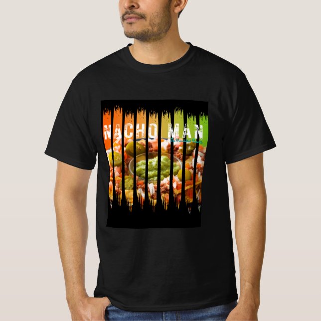 Nacho Man Funny Food Design | Guac & Jalapeños T-Shirt (Front)