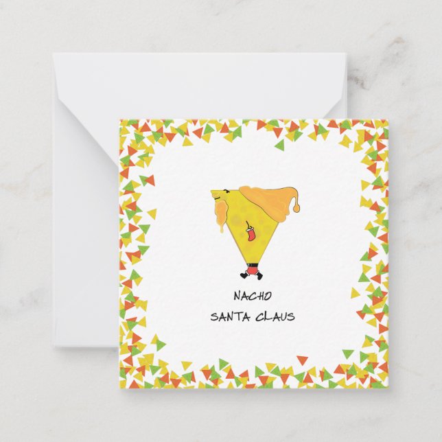 Nacho Santa with Chips Note Card (Front)