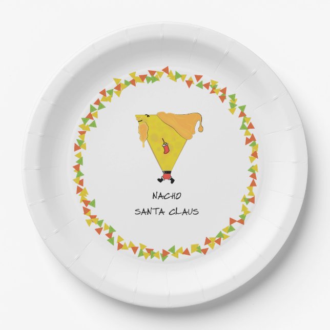 Nacho Santa with Chips Paper Plates (Front)