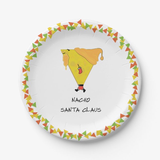 Nacho Santa with Chips Paper Plates (Front)