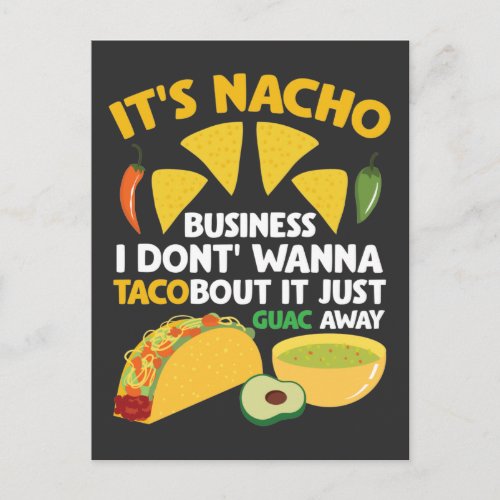 Nacho Taco Guacamole Dip Fast Food Cinco de Mayo Postcard