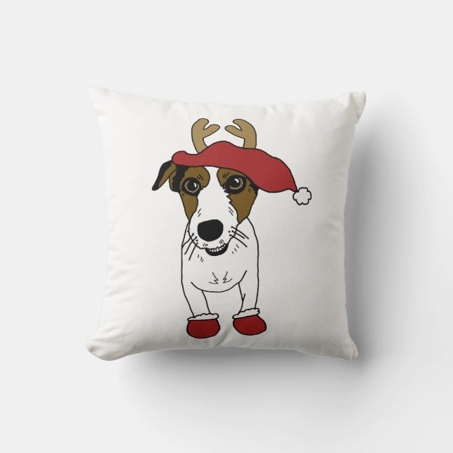 Nacho the Jack Russell Terrier Throw Pillow (Front)