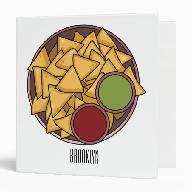 Nachos cartoon illustration  3 ring binder (Front/Inside)