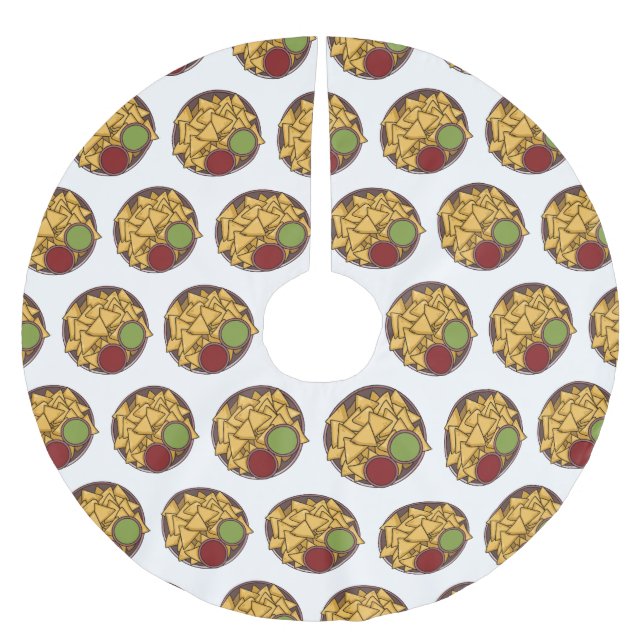 Nachos cartoon illustration  brushed polyester tree skirt (Front)