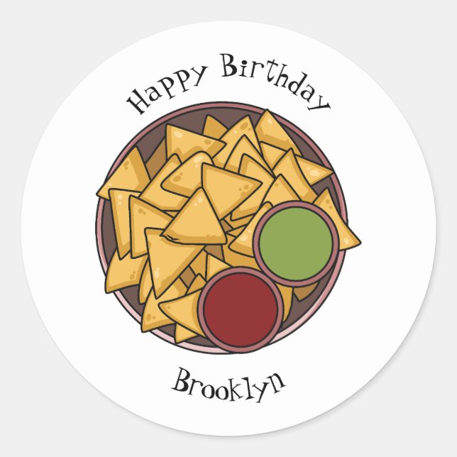 Nachos cartoon illustration  classic round sticker (Front)