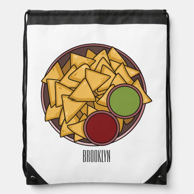 Nachos cartoon illustration  drawstring bag (Front)