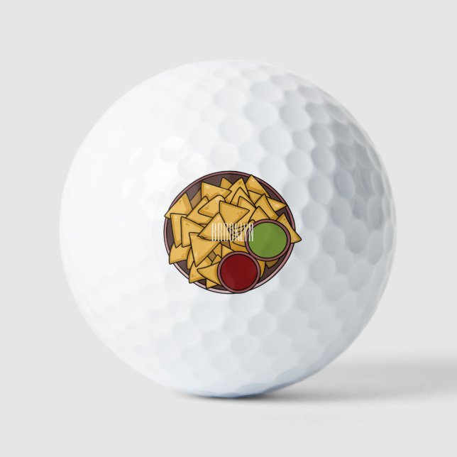 Nachos cartoon illustration  golf balls (Front)