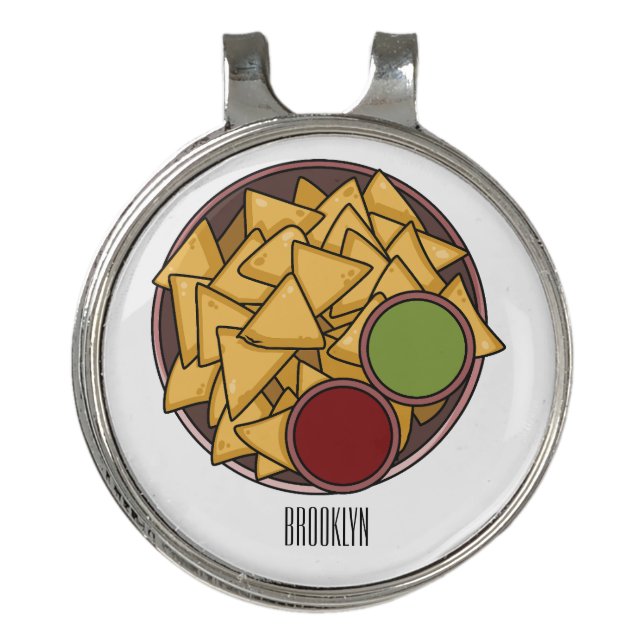 Nachos cartoon illustration  golf hat clip (Front)
