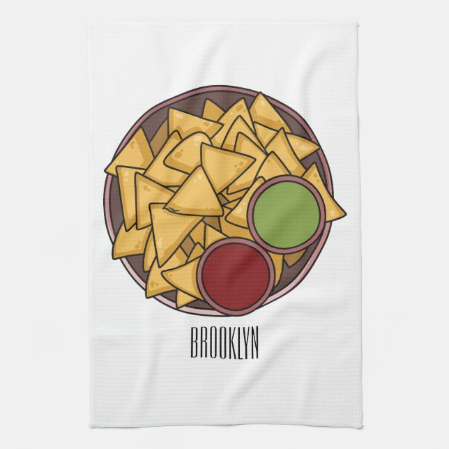 Nachos cartoon illustration  kitchen towel (Vertical)