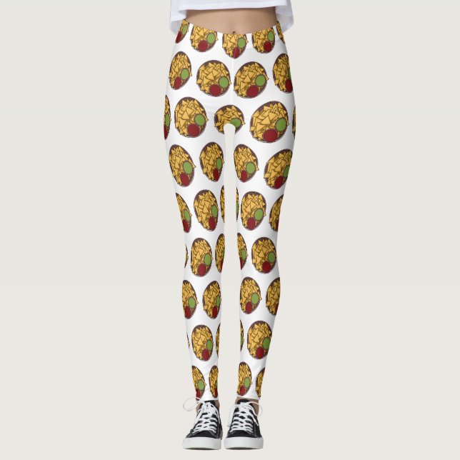 Nachos cartoon illustration  leggings (Front)
