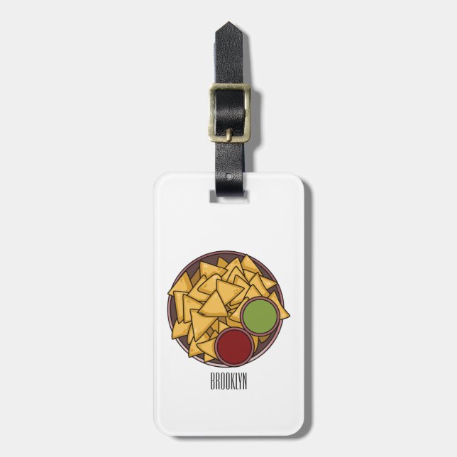 Nachos cartoon illustration luggage tag (Front Vertical)