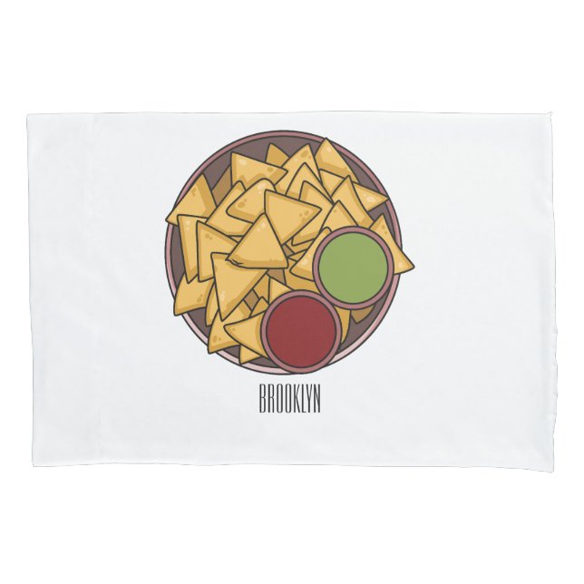 Nachos cartoon illustration  pillow case (Front)