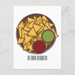 Nachos cartoon illustration postcard