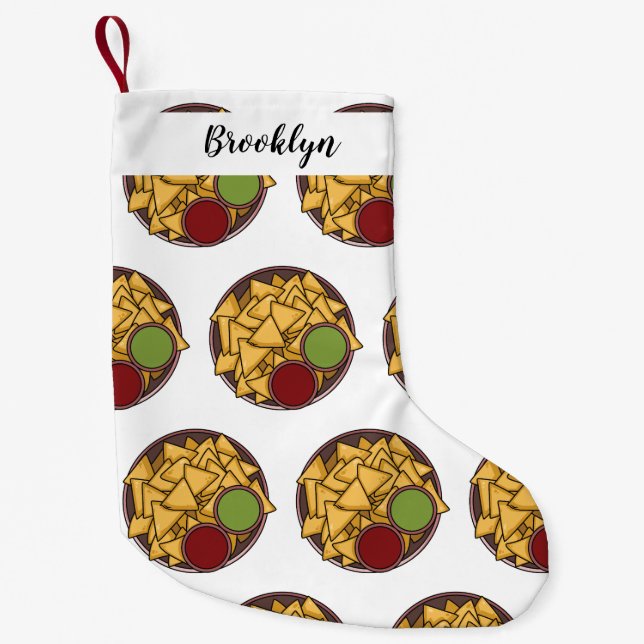Nachos cartoon illustration small christmas stocking (Front)