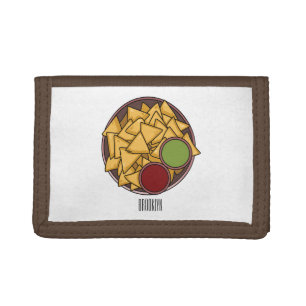 Nachos cartoon illustration tri-fold wallet