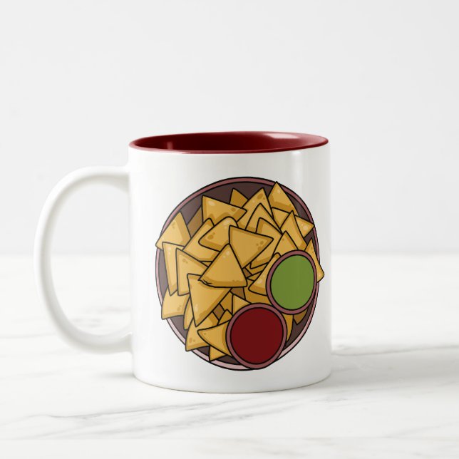 Nachos cartoon illustration  Two-Tone coffee mug (Left)
