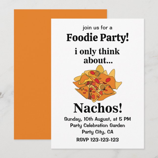 Nachos Food I Only Think About Nachos Invitation (Front/Back)