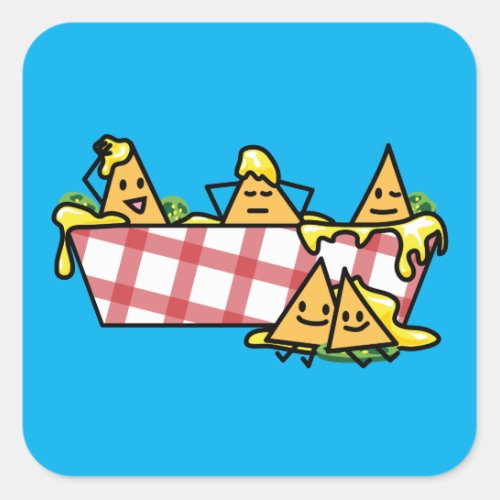 Nachos Melted Cheese Jalapeno Nacho tortilla chips Square Sticker