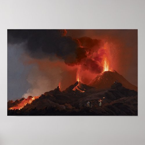 Nchtlicher Ausbruch des Vesuvs Poster