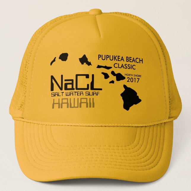 NaCL SALT WATER SURF PUPUKEA BEACH Trucker Hat (Front)