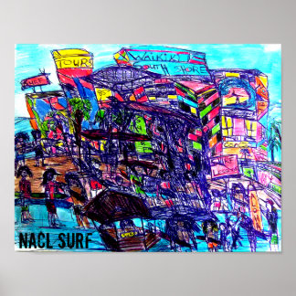 NaCL SURF SOUTH SHORE WAIKIKI Poster
