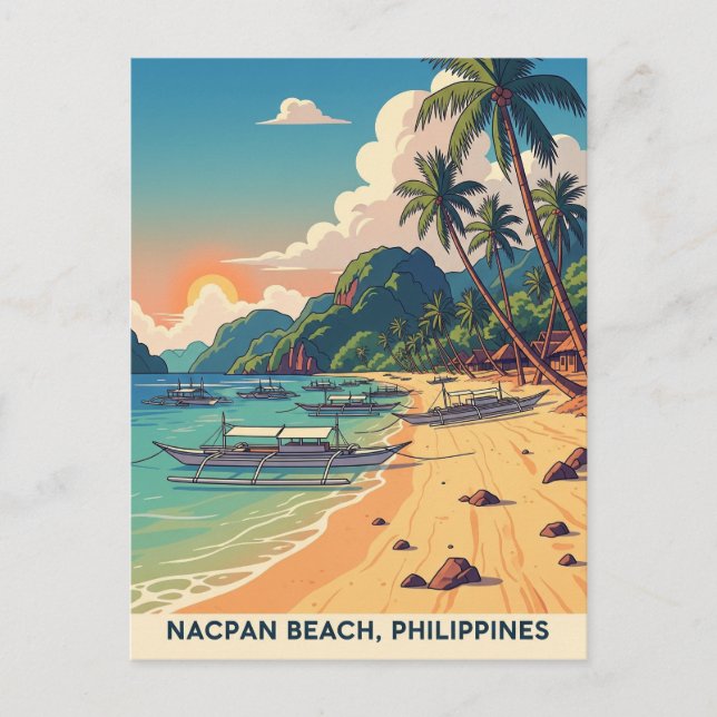 Nacpan Beach Philippines Travel Postcard (Front)