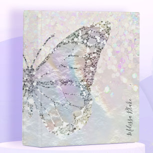 nacre butterfly faux glitter mini binder