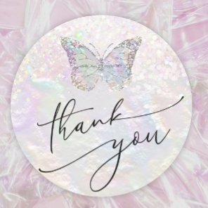 nacre butterfly thank you classic round sticker