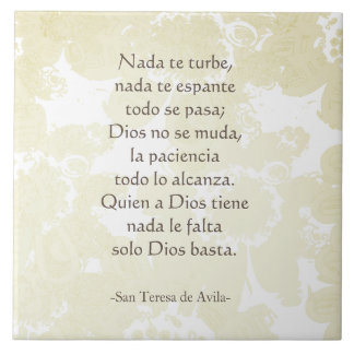 "Nada te turbe" San Teresa di Avila White on White Ceramic Tile