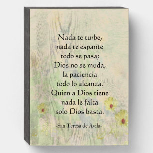 "Nada te Turbe" St. Teresa of Avila Prayer Wooden Box Sign