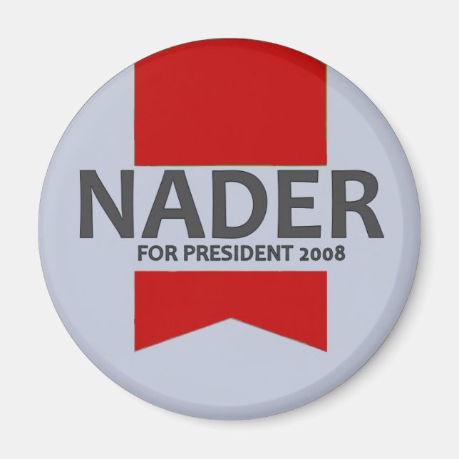 Nader Red Ribbon Button Magnet (Front)