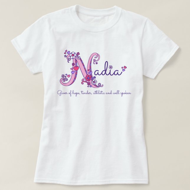 Nadia girls name & meaning N monogram shirt (Design Front)