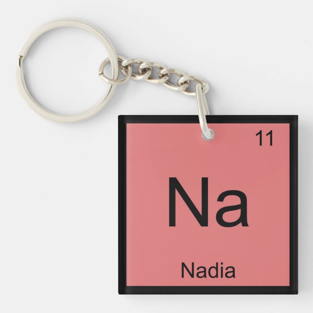 Nadia Name Chemistry Element Periodic Table Keychain (Front)