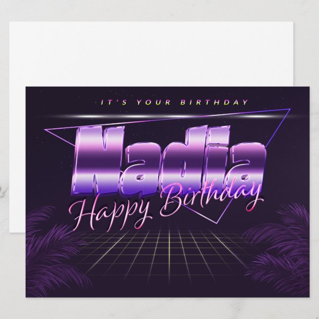 Nadia Name First Name pura retro card Birthday (Front/Back)