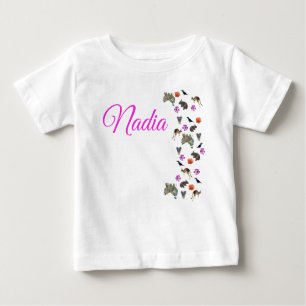 Nadia, Name Logo With Australian Wildlife,  Baby T-Shirt