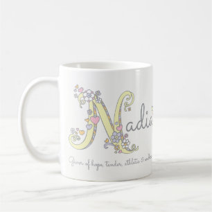 Nadia name meaning decorative N monogram mug