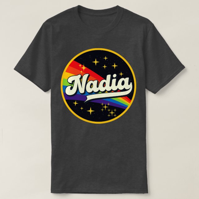 Nadia Rainbow In Space Vintage Style T-Shirt (Design Front)